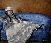 Edouard Manet Portrat der Frau Manet auf blauem Sofa painting